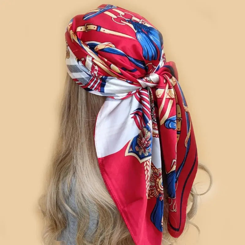 Foulard Carré Chimio Femme Rouge à motifs Huguette Coeur de Foulard