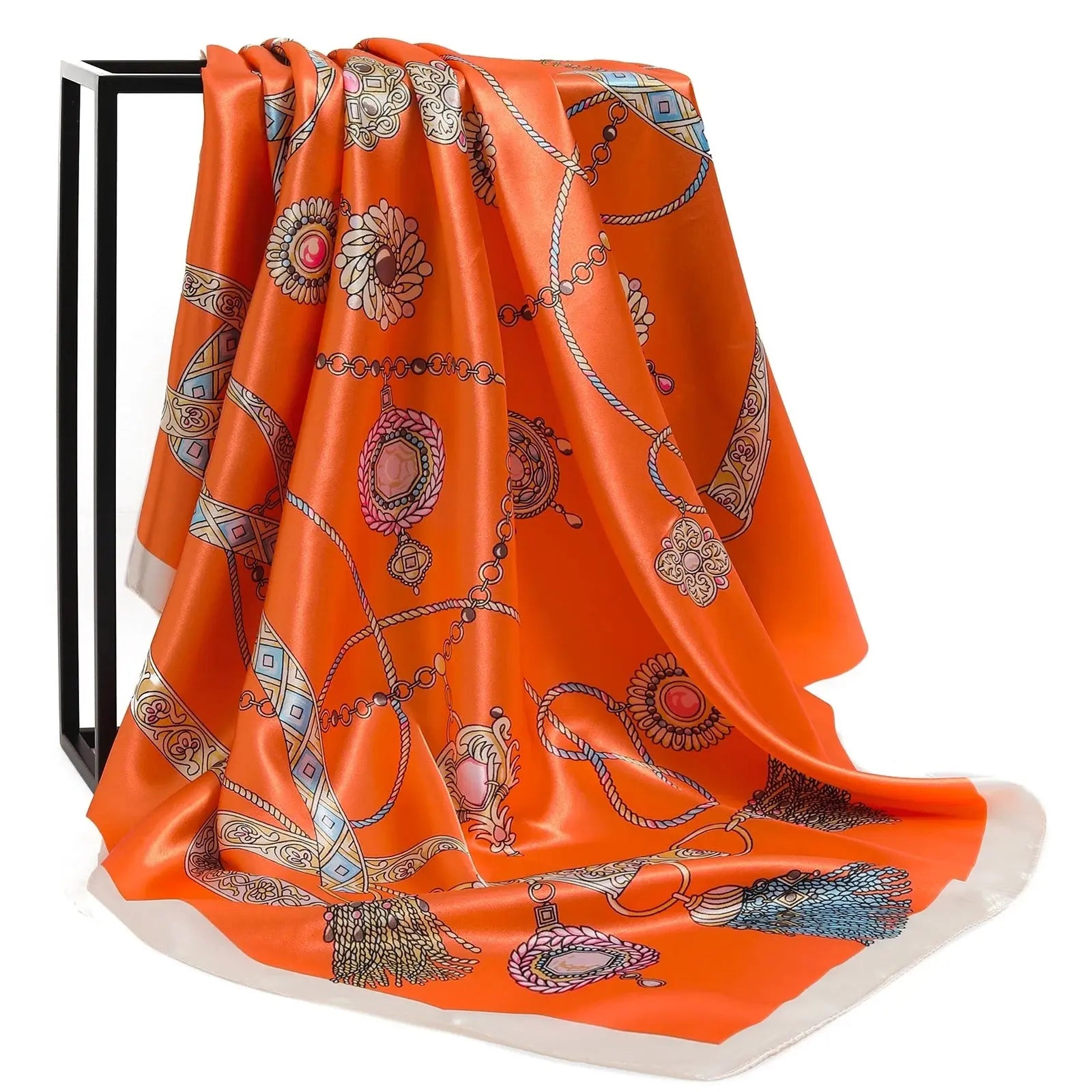 Foulard Chimio Carré Femme Orange Yolaine Coeur de Foulard