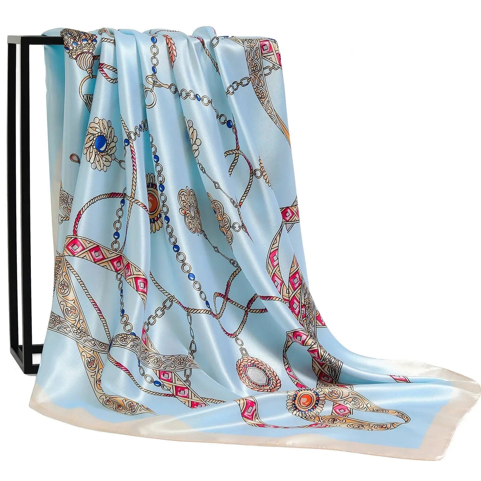 Foulard Chimio Carré Femme Bleu Clair Yolande Coeur de Foulard
