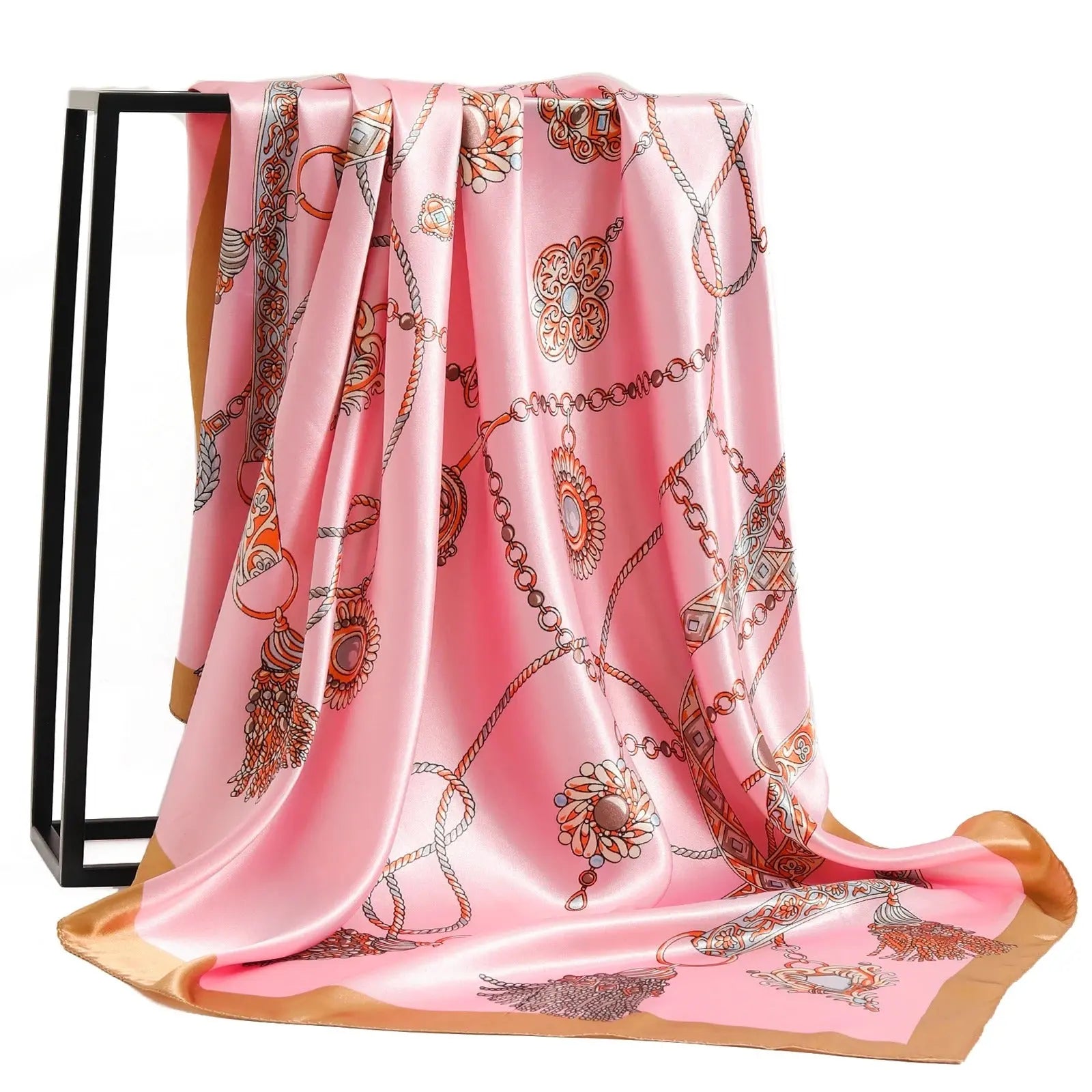 Foulard Chimio Carré Femme Rose Yseult Coeur de Foulard