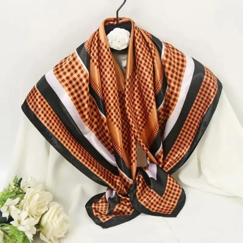 Foulard Chimio Carré Femme Orange Noir Zahara Coeur de Foulard