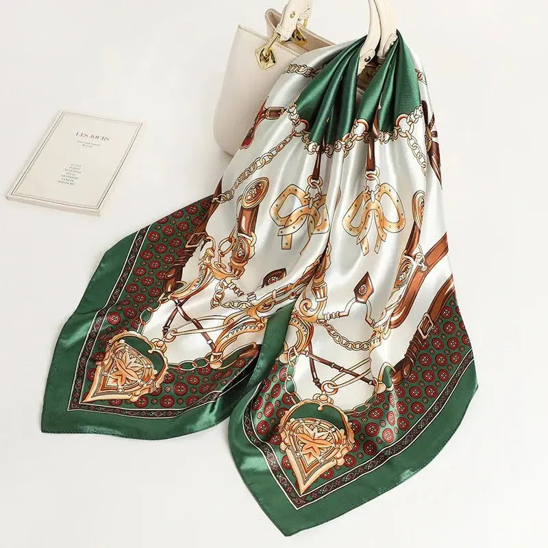 Foulard Chimio Carré Femme Vert Zelda Coeur de Foulard