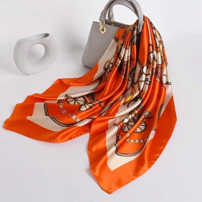 Foulard Chimio Carré Femme Orange Zéphira Coeur de Foulard