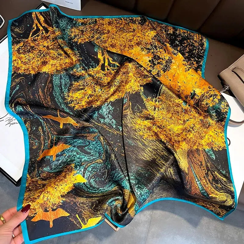 Foulard Cheveux Femme Carré Soie LIVIA - Coeur de Foulard