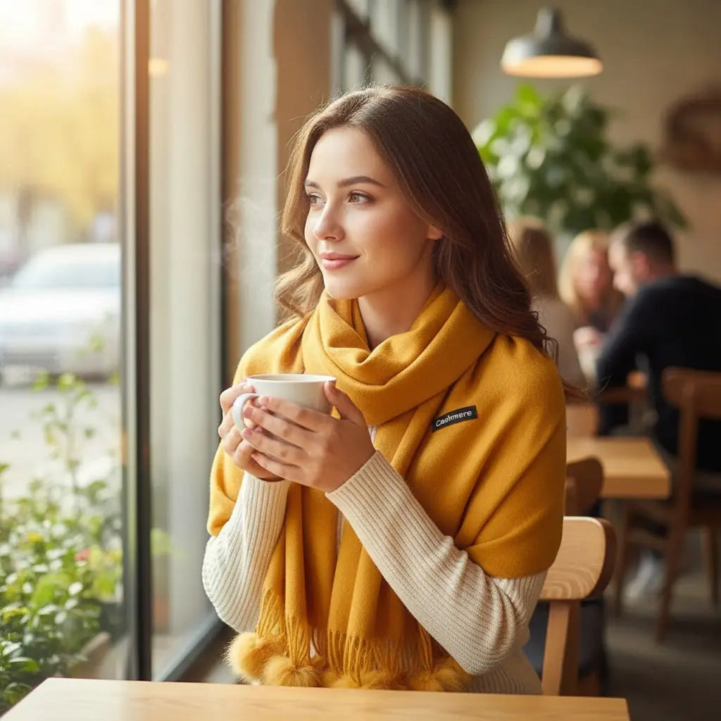 Echarpe en cachemire AMARILLYS - Coeur de Foulard