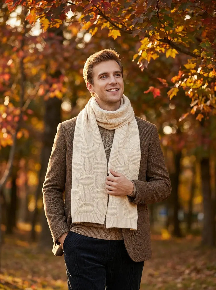 Echarpe pour homme beige JORY - Coeur de Foulard