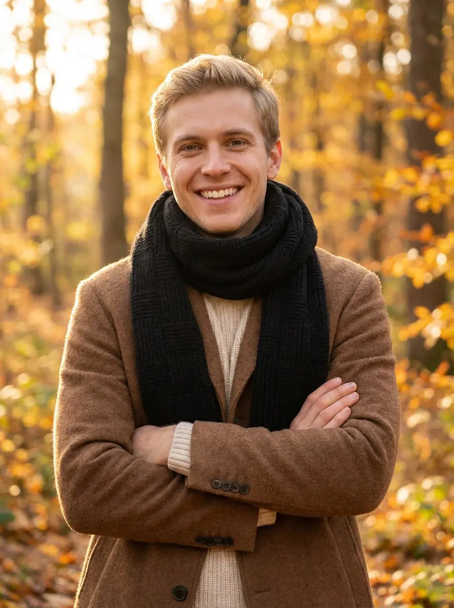 Echarpe pour homme noire JAXON - Coeur de Foulard