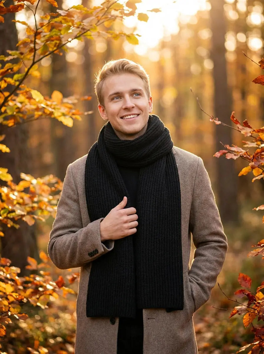 Echarpe pour homme noire JAXON - Coeur de Foulard