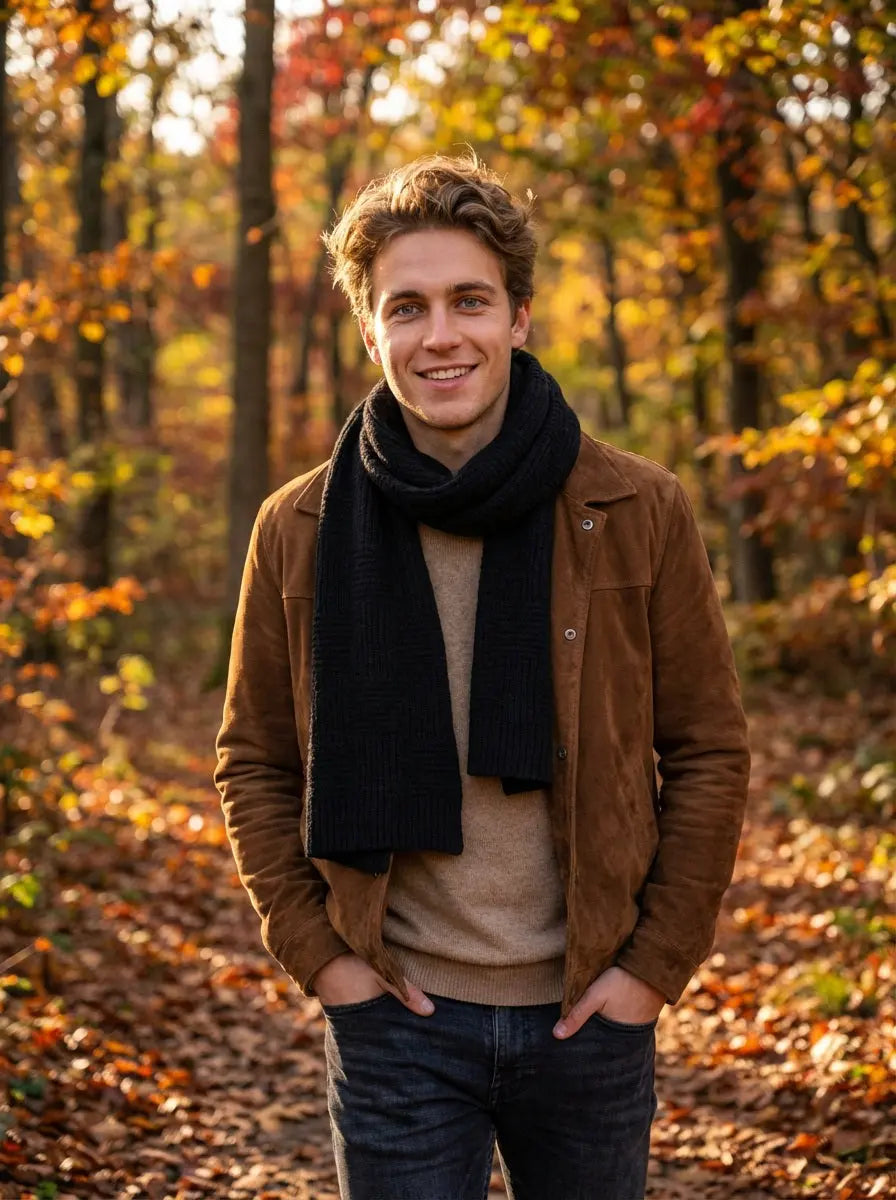 Echarpe pour homme noire JAXON - Coeur de Foulard