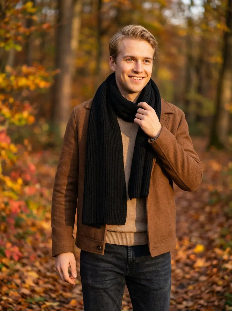 Echarpe pour homme noire JAXON - Coeur de Foulard