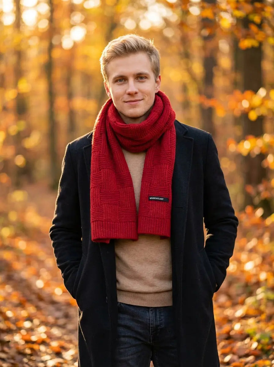 Echarpe pour homme rouge JESSE - Coeur de Foulard
