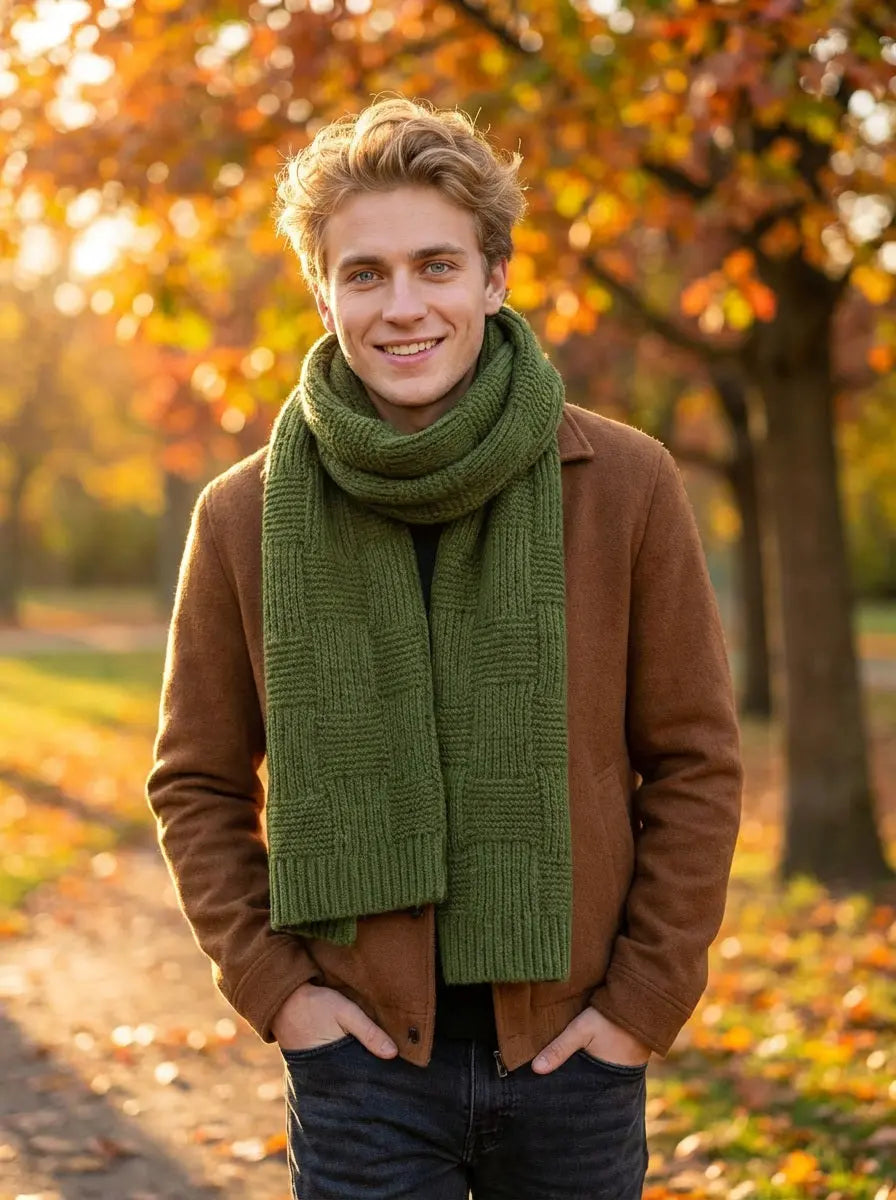 Echarpe pour homme verte JORDAN - Coeur de Foulard