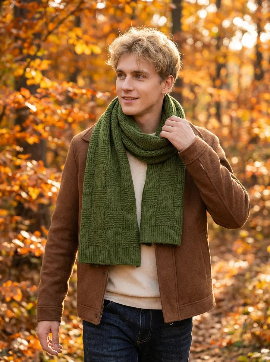 Echarpe pour homme verte JORDAN - Coeur de Foulard
