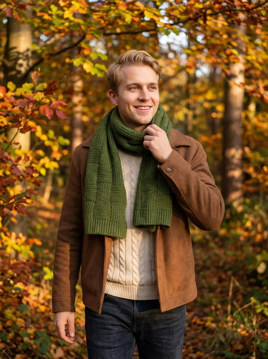 Echarpe pour homme verte JORDAN - Coeur de Foulard