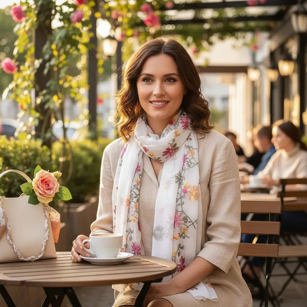 Foulard blanc ANNA - Coeur de Foulard