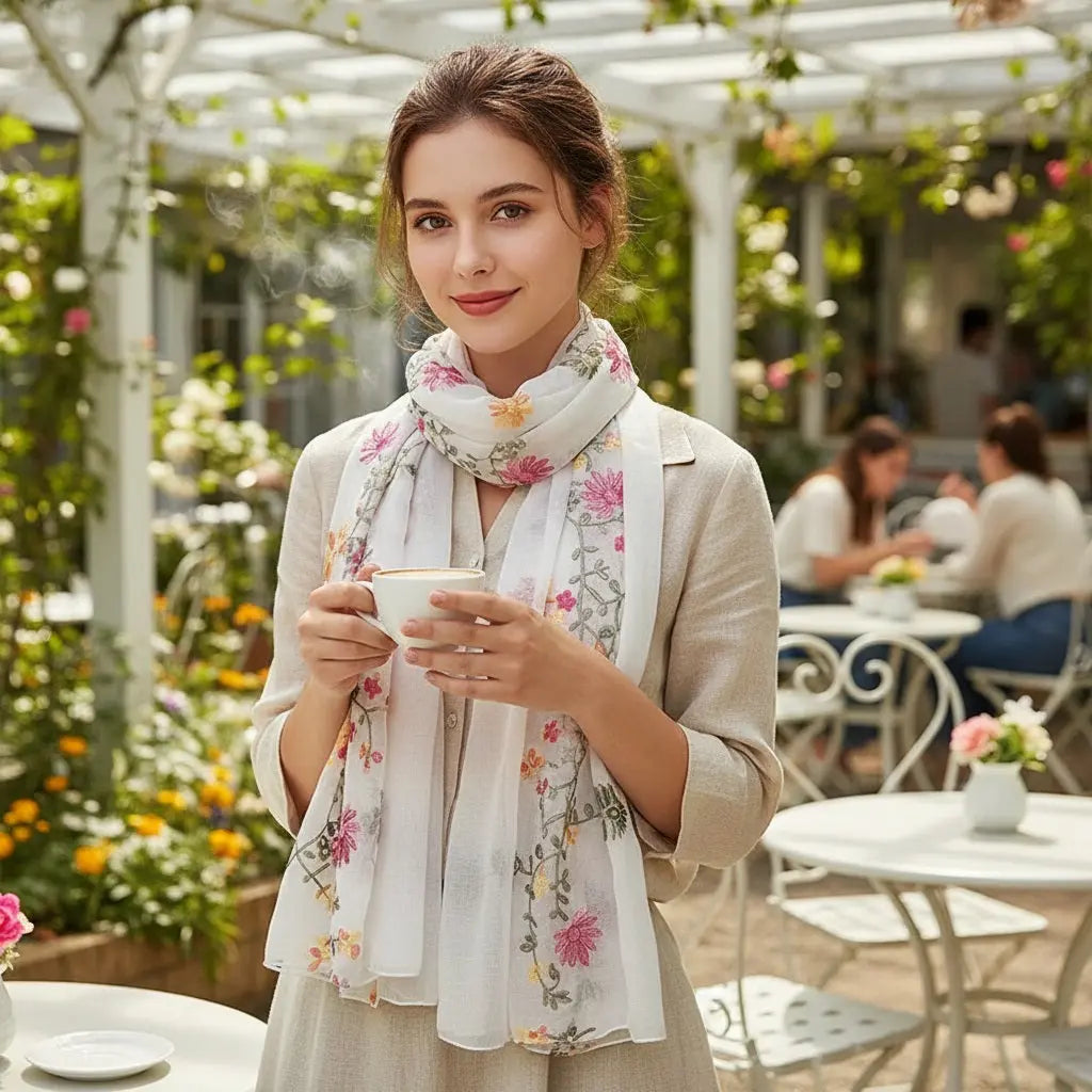 Foulard blanc ANNA - Coeur de Foulard