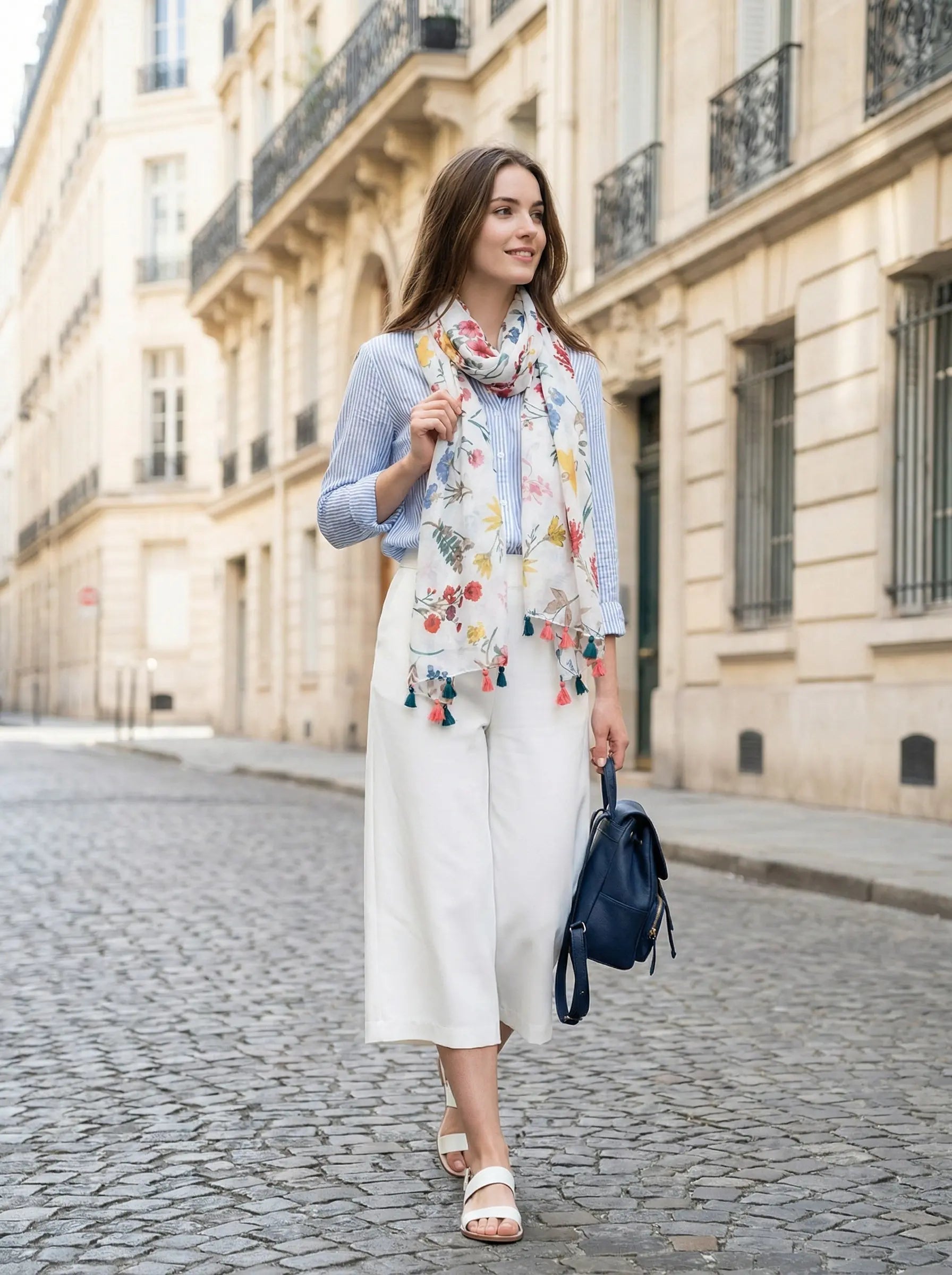 Foulard blanc KORA - Coeur de Foulard