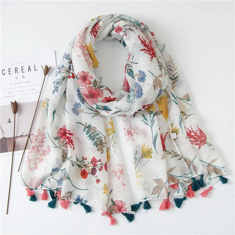 Foulard blanc KORA - Coeur de Foulard