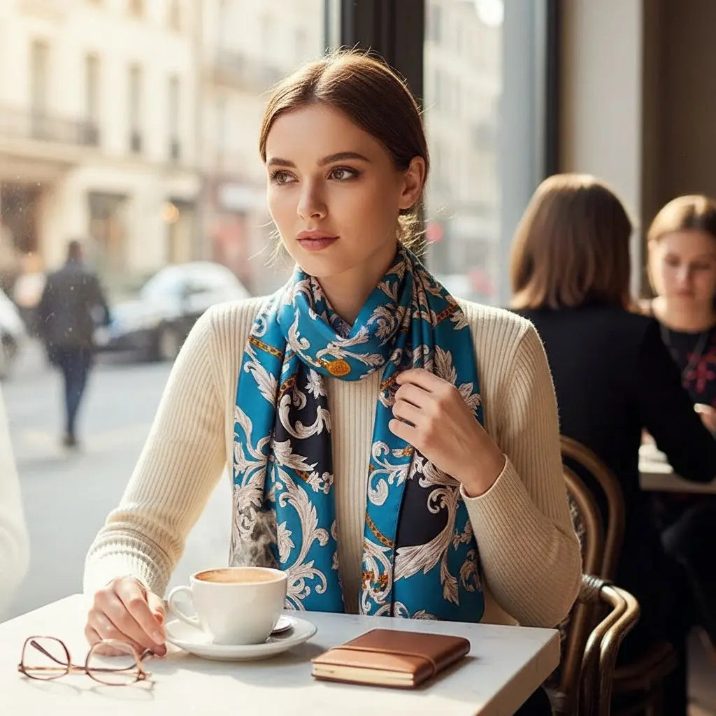 Foulard bleu ANNIE - Coeur de Foulard