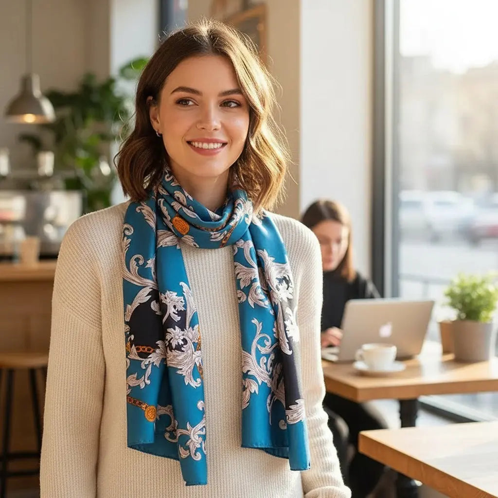 Foulard bleu ANNIE - Coeur de Foulard