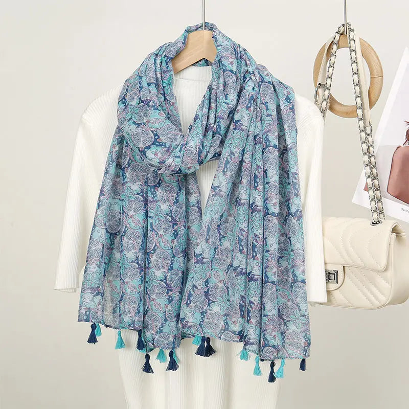 Foulard bleu DIANA - Coeur de Foulard