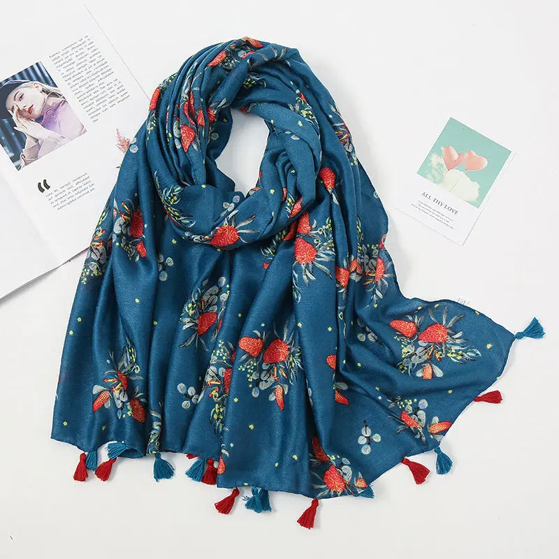 Foulard bleu HARLOW - Coeur de Foulard