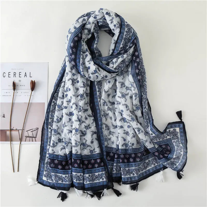 Foulard bleu KARA - Coeur de Foulard