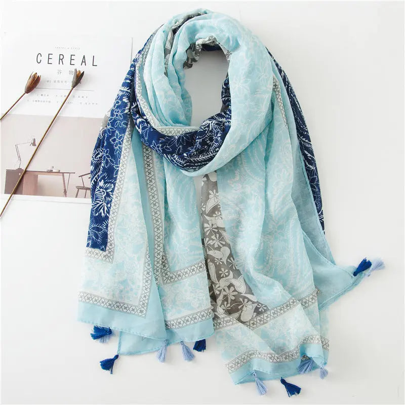 Foulard bleu KIMBERLY - Coeur de Foulard