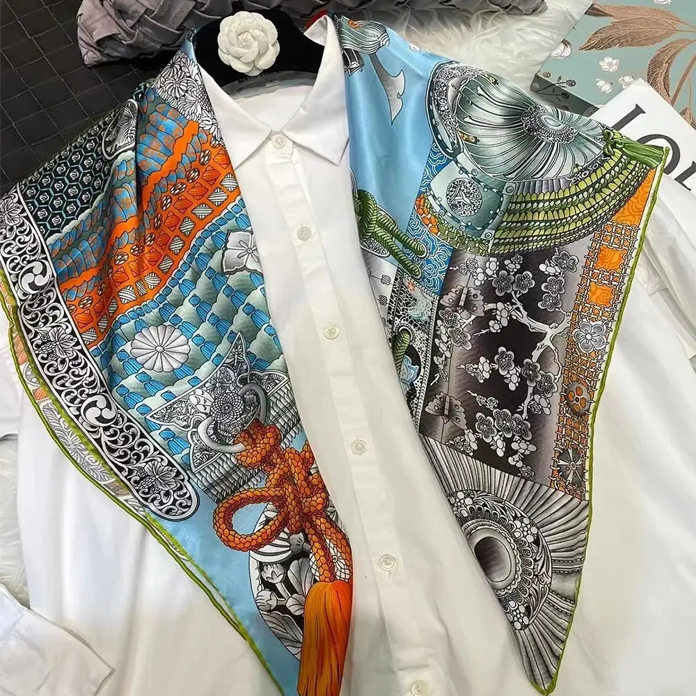 Foulard Carré Soie Femme Bleu CLEA Coeur de Foulard