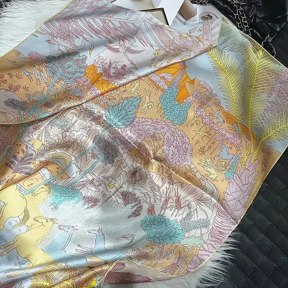 Foulard Carré Soie Femme CLEMENCE blanc1 - Coeur de Foulard