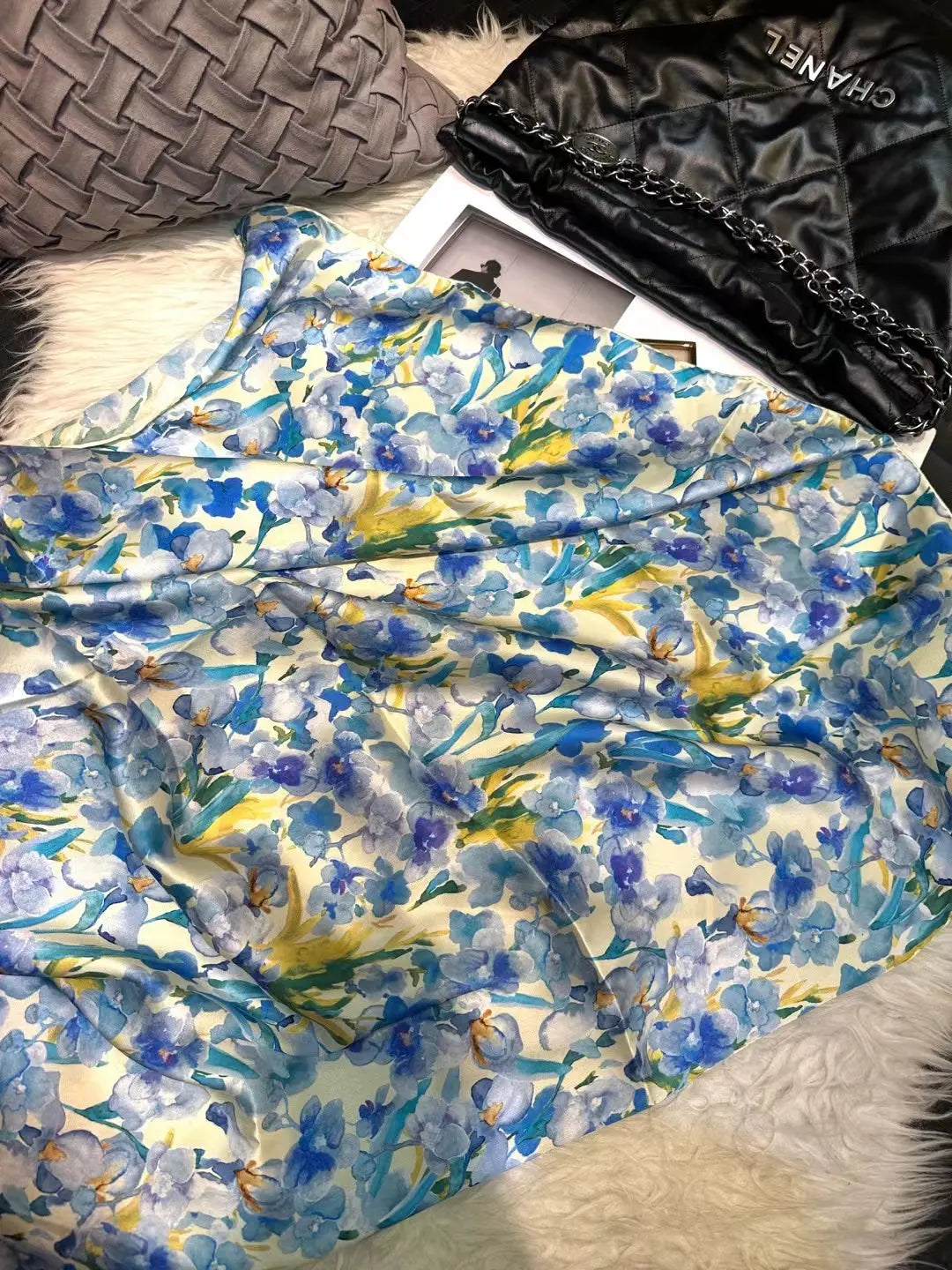 Foulard Cheveux Femme Carré Soie ADELINE blanc2 Coeur de Foulard