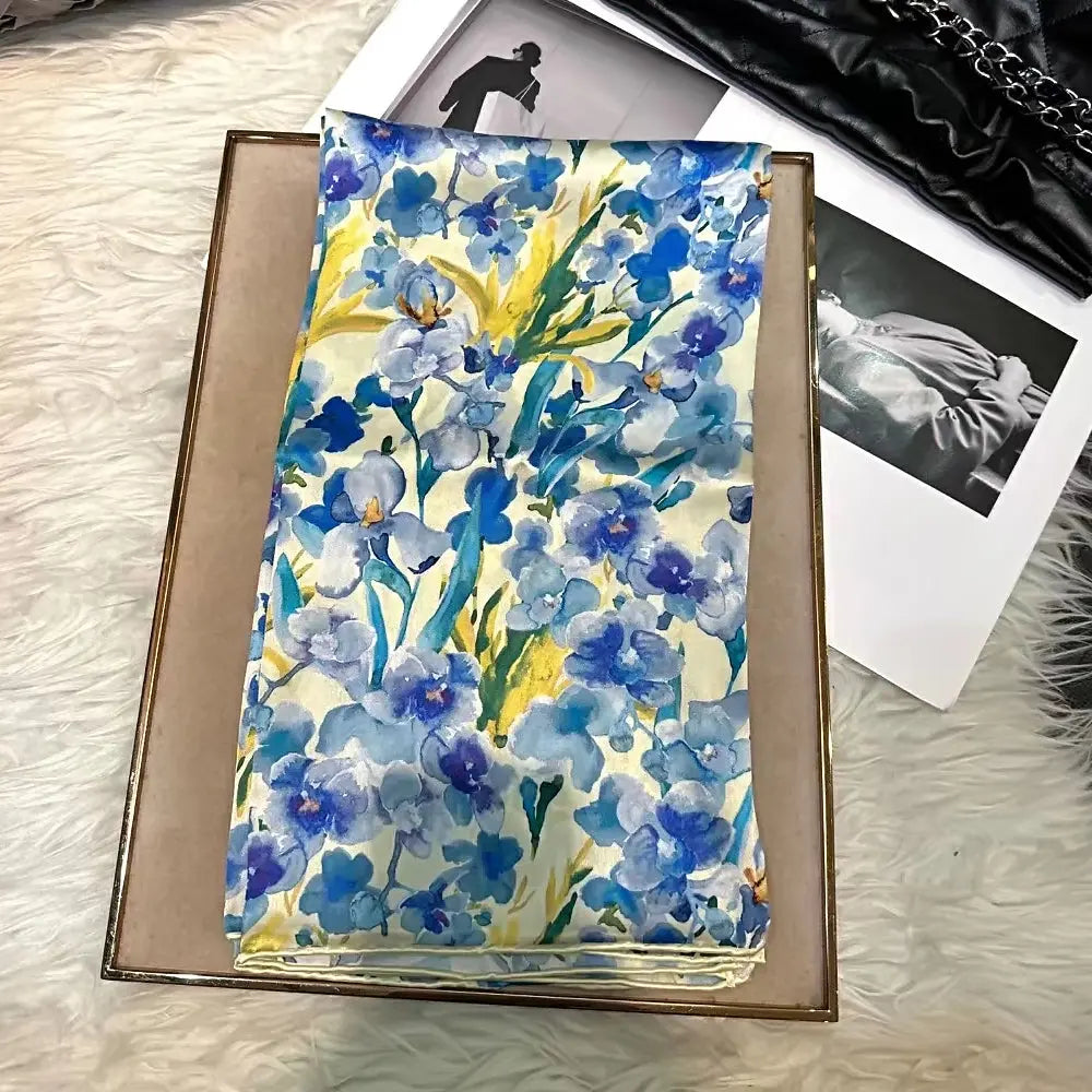 Foulard Cheveux Femme Carré Soie ADELINE blanc3 Coeur de Foulard