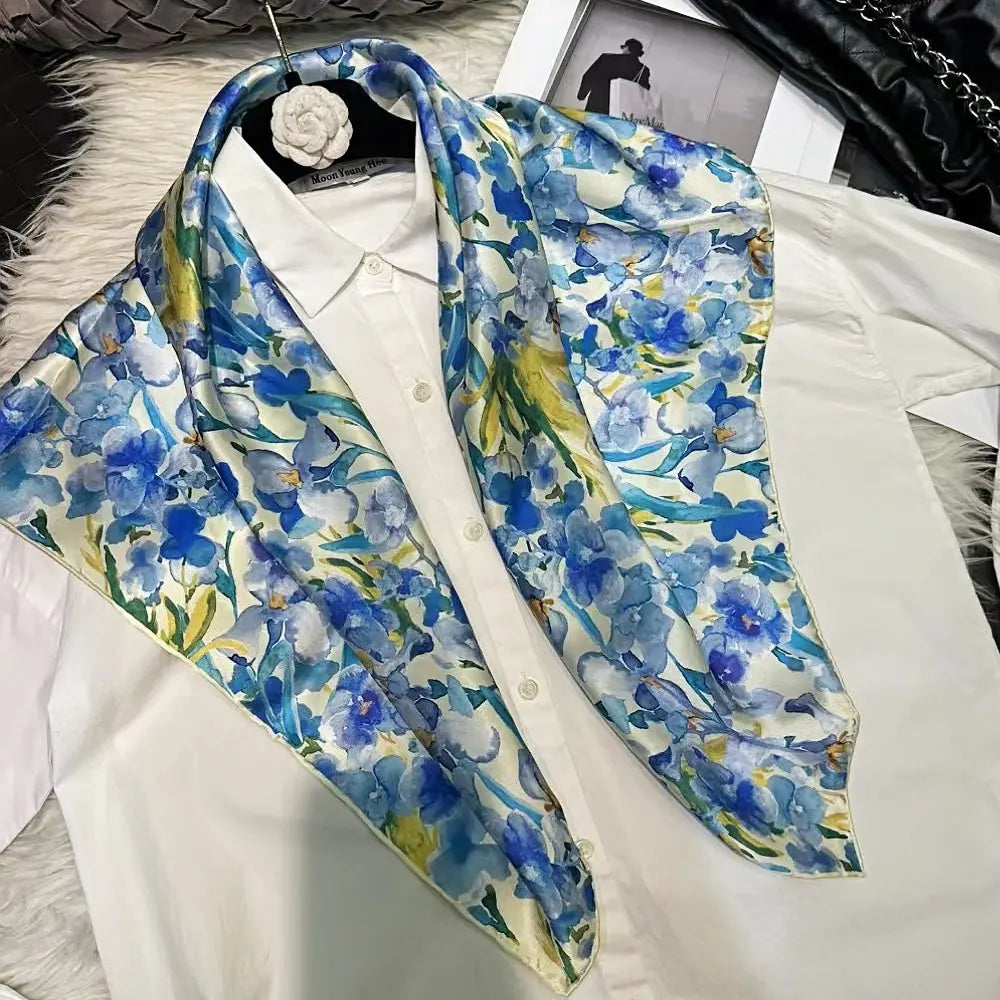 Foulard Cheveux Femme Carré Soie ADELINE Coeur de Foulard