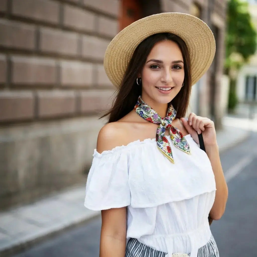 Foulard Cheveux Femme Carré Soie AGATHE - Coeur de Foulard