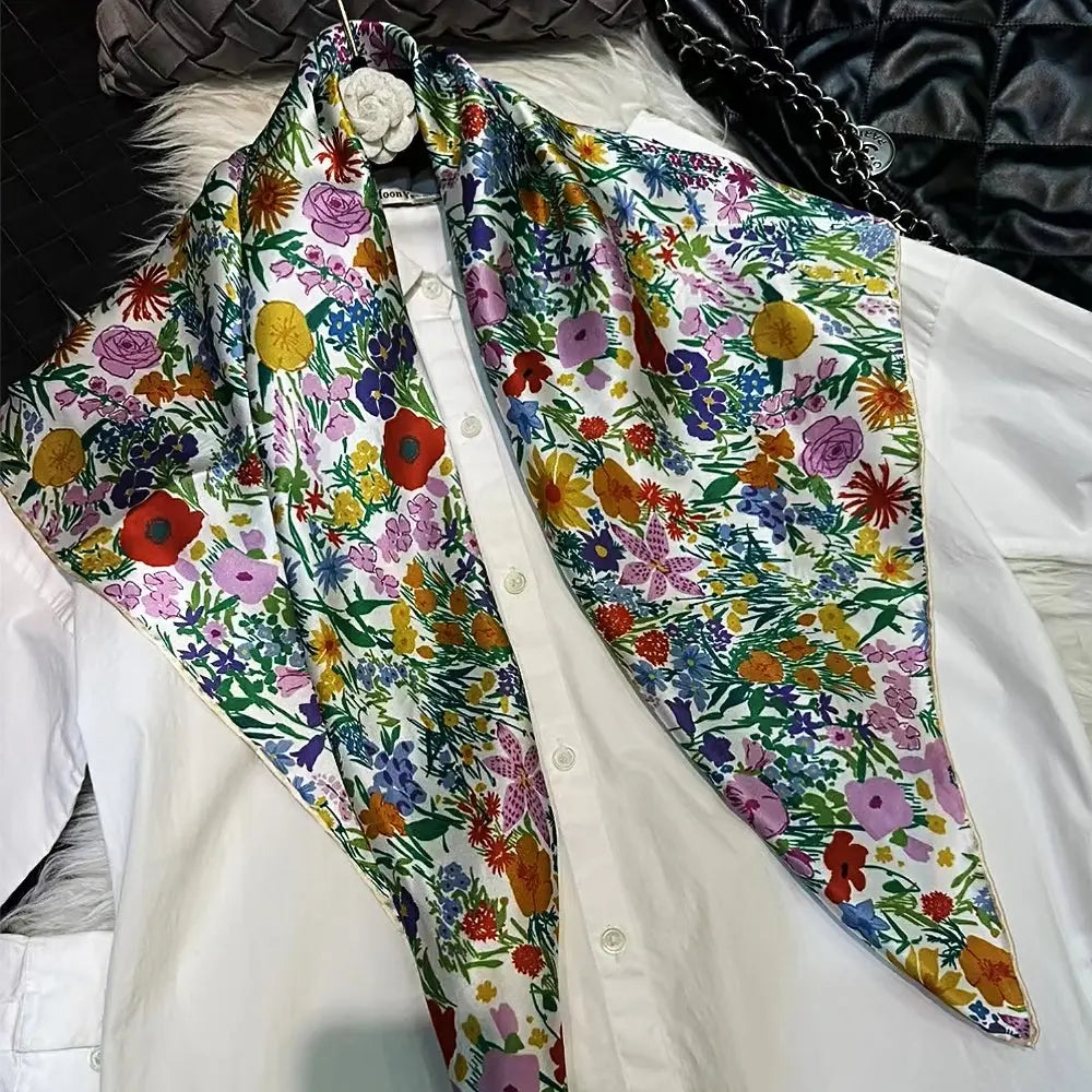 Foulard Cheveux Femme Carré Soie AGATHE Coeur de Foulard