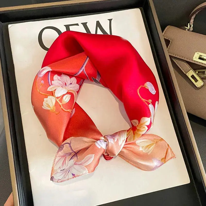 Foulard Cheveux Femme Carré Soie ARMELLE - Coeur de Foulard