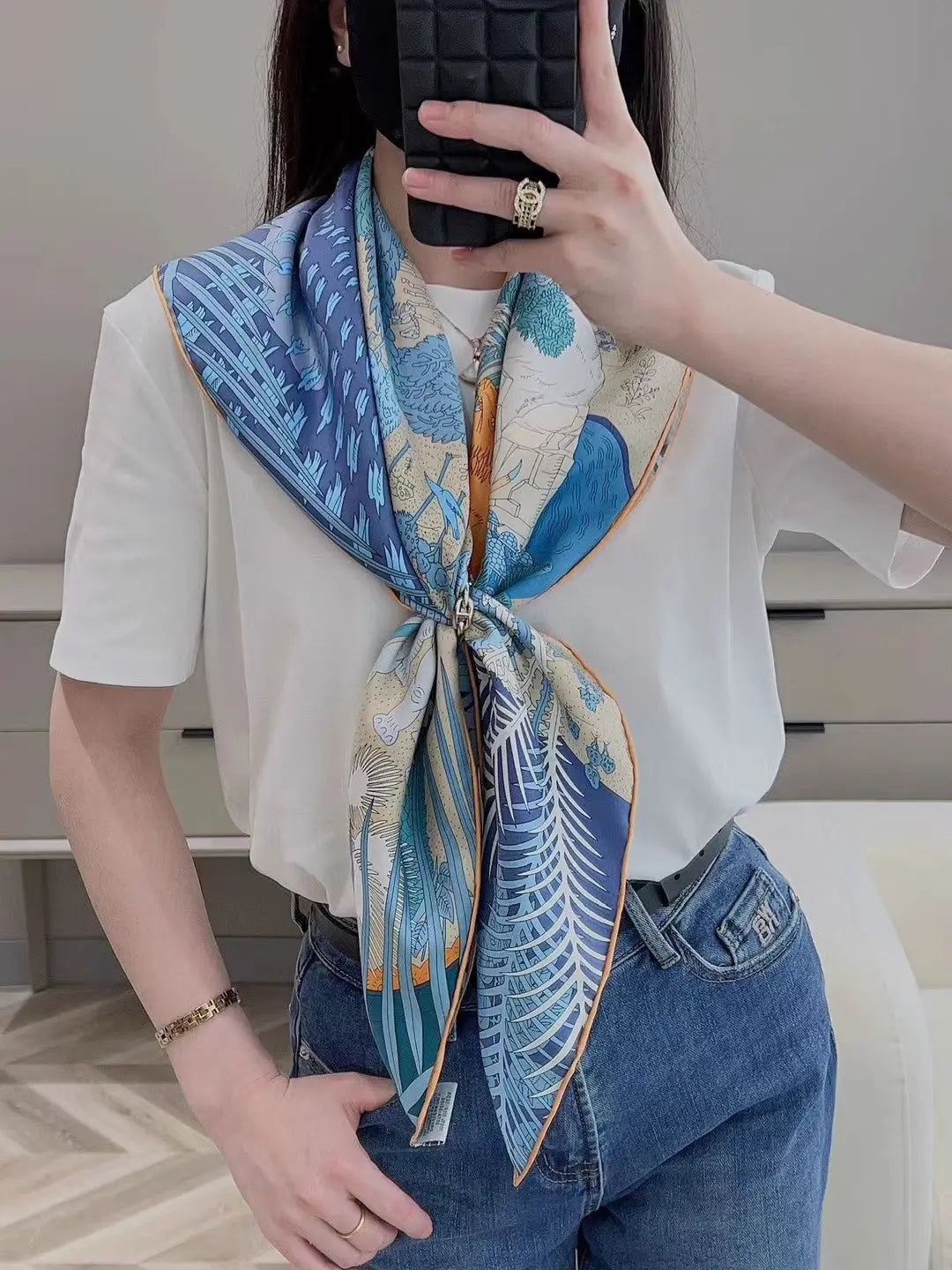 Foulard Cheveux Femme Carré Soie AVRIL Coeur de Foulard