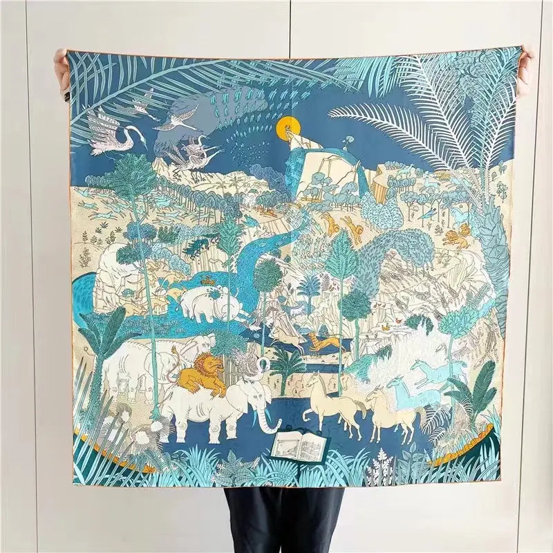 Foulard Cheveux Femme Carré Soie AVRIL blanc5 Coeur de Foulard