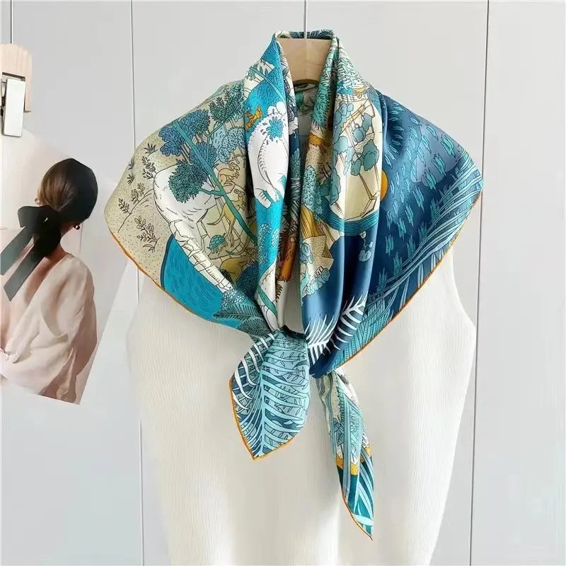 Foulard Cheveux Femme Carré Soie AVRIL Coeur de Foulard