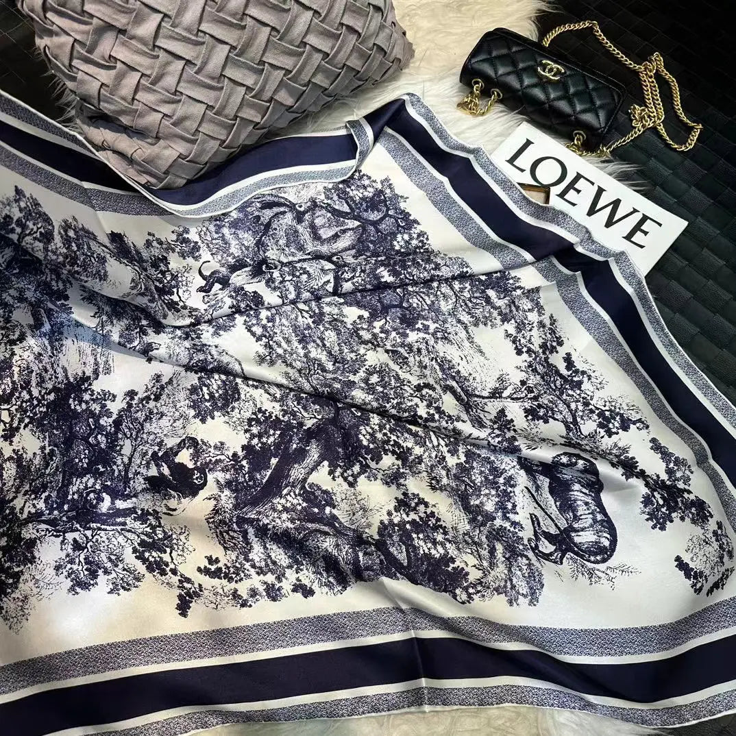 Foulard Cheveux Femme Carré Soie AZELIE blanc3 Coeur de Foulard