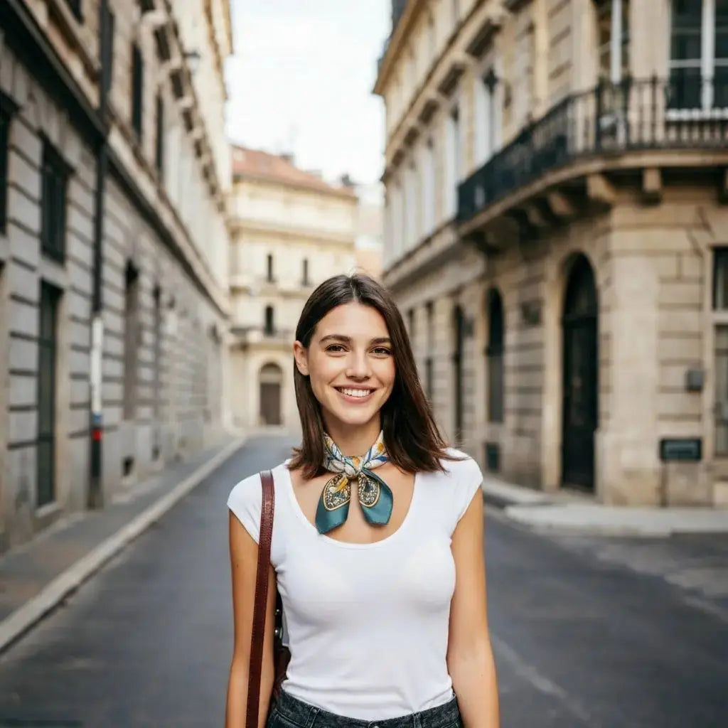 Foulard Cheveux Femme Carré Soie CYRIELLE - Coeur de Foulard