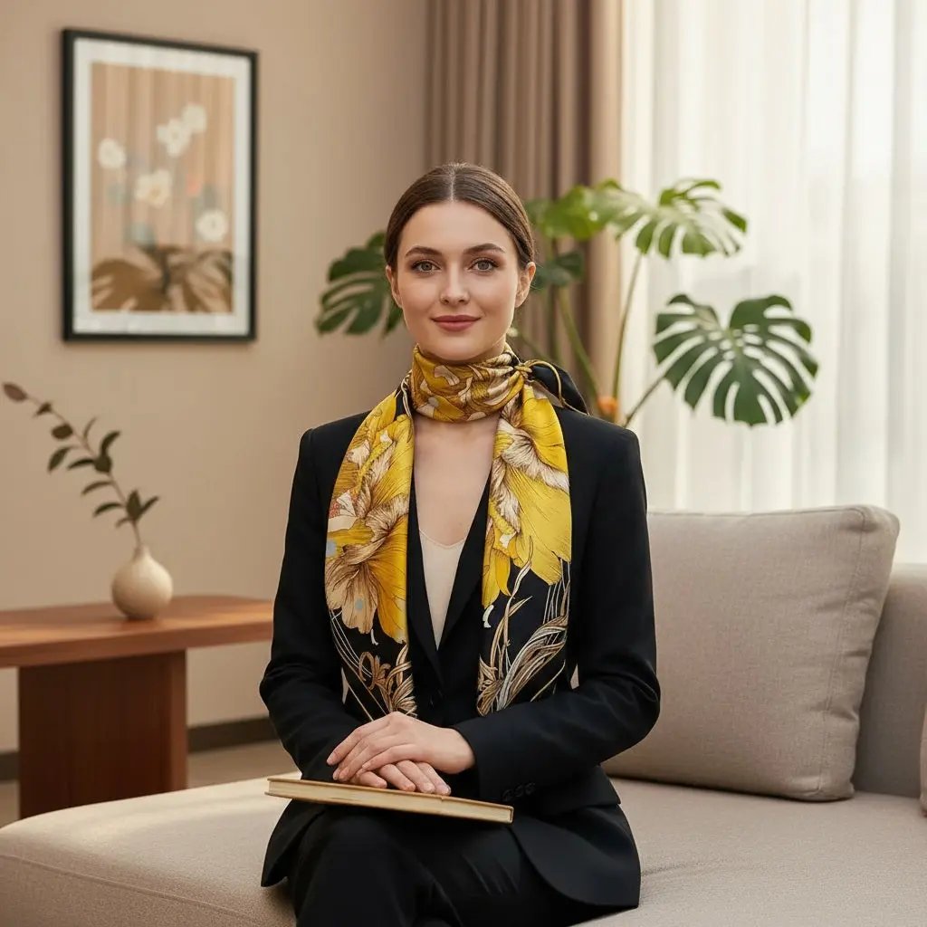 Foulard Cheveux Femme Carré Soie LEILANI - Coeur de Foulard