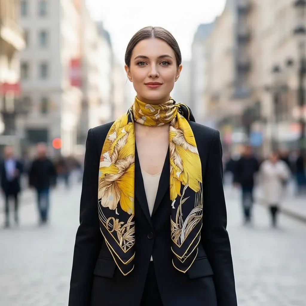 Foulard Cheveux Femme Carré Soie LEILANI - Coeur de Foulard