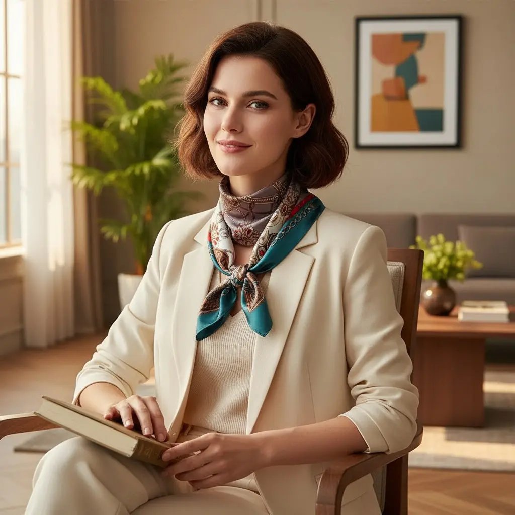 Foulard Chimio Carré Femme Multicolore Xavière - Coeur de Foulard