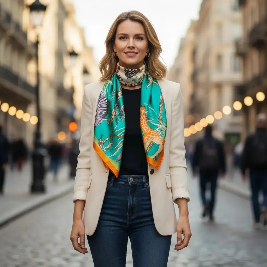 Foulard Chimio Carré Femme Vert Zohra - Coeur de Foulard