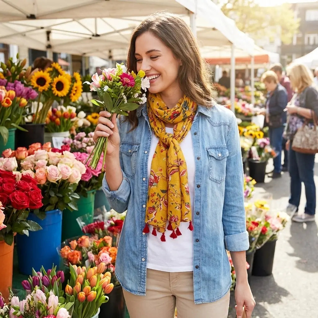 Foulard jaune JOURNEY - Coeur de Foulard