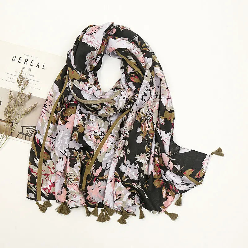 Foulard noir GEMMA - Coeur de Foulard