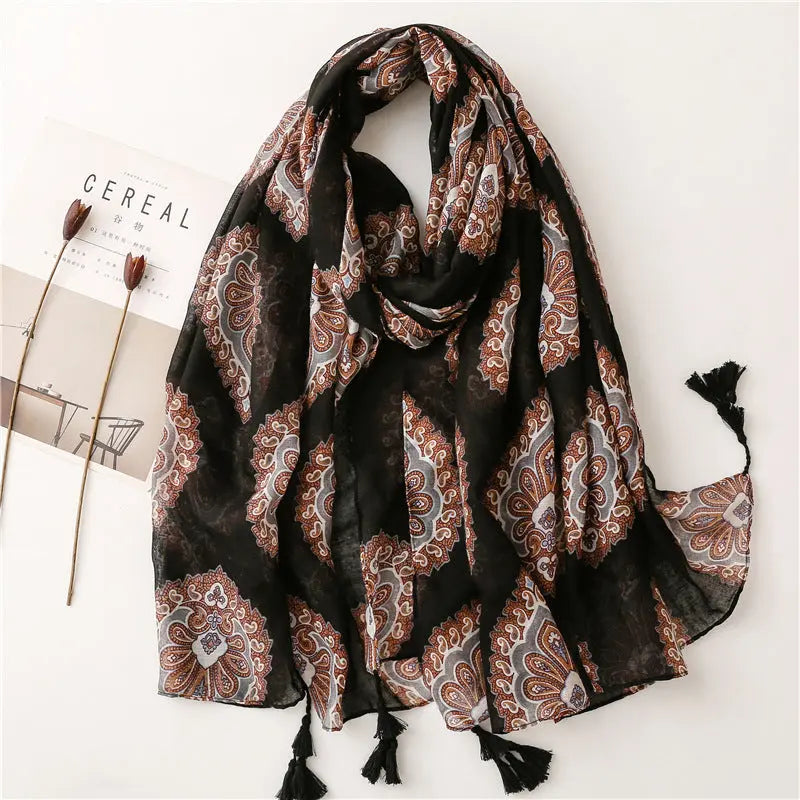 Foulard noir JENNIFER - Coeur de Foulard