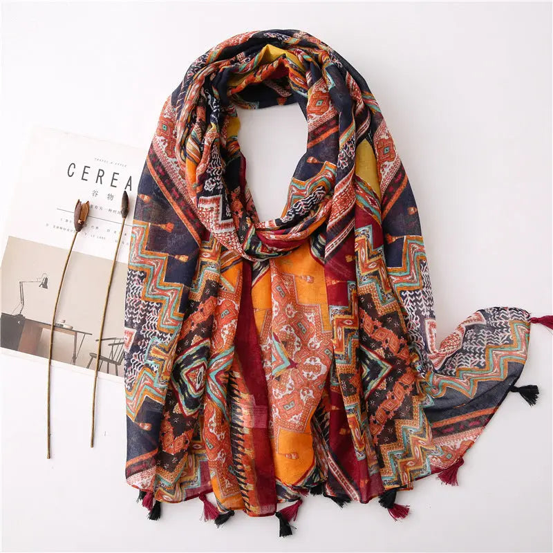 Foulard orange HELEN - Coeur de Foulard