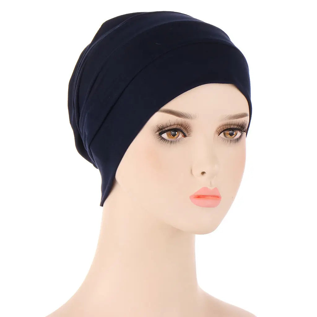 Foulard Bonnet Chimio Femme Bleu Marine Hortense Coeur de Foulard